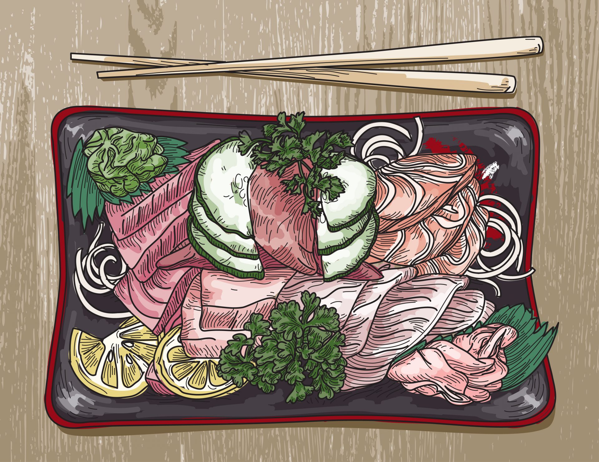 Sashimi Platter Illustration