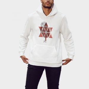Hoodie with burrowing owl and maple leaf