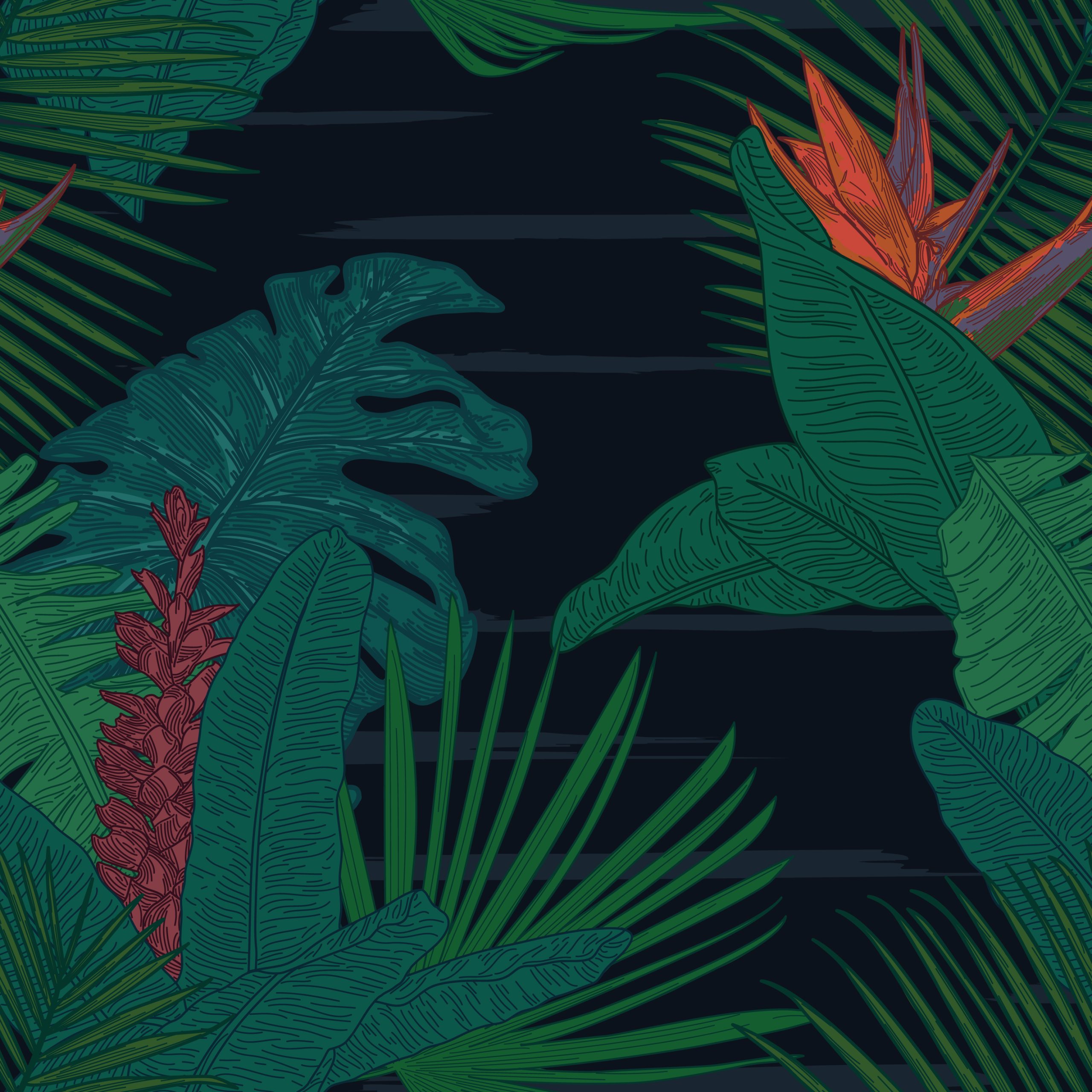 tropical leaf pattern in dark color tones