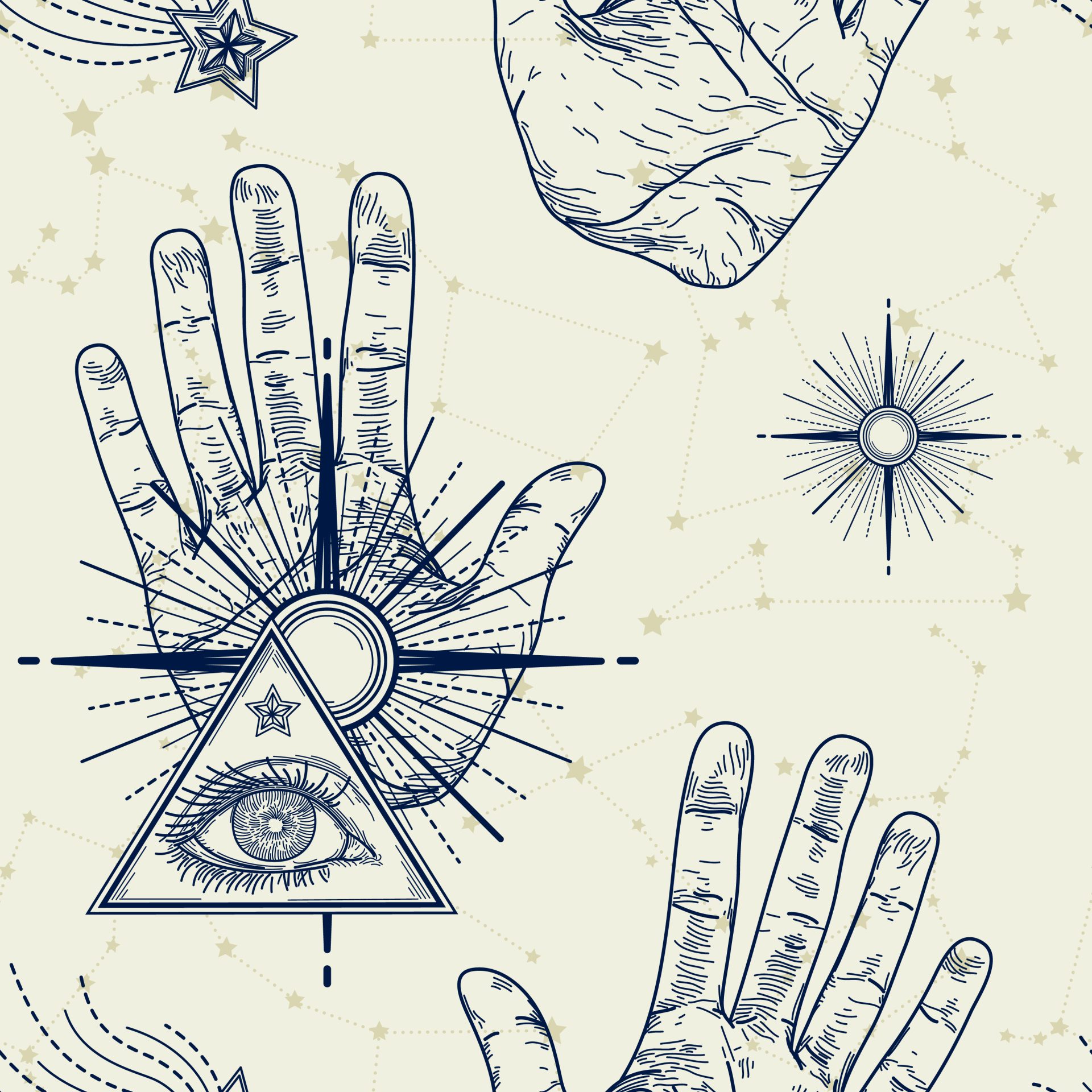 All seeing eye and hand pattern