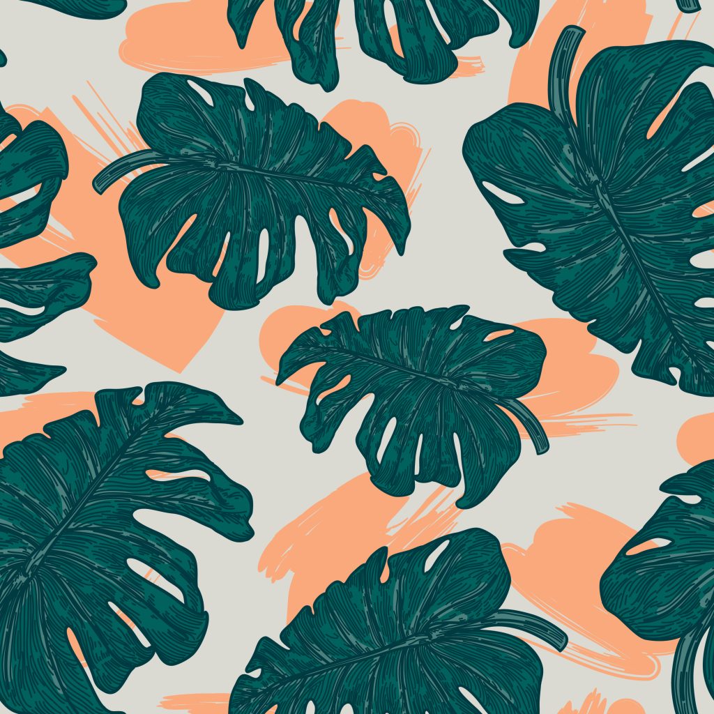 Seamless pattern with Monstera Leaves